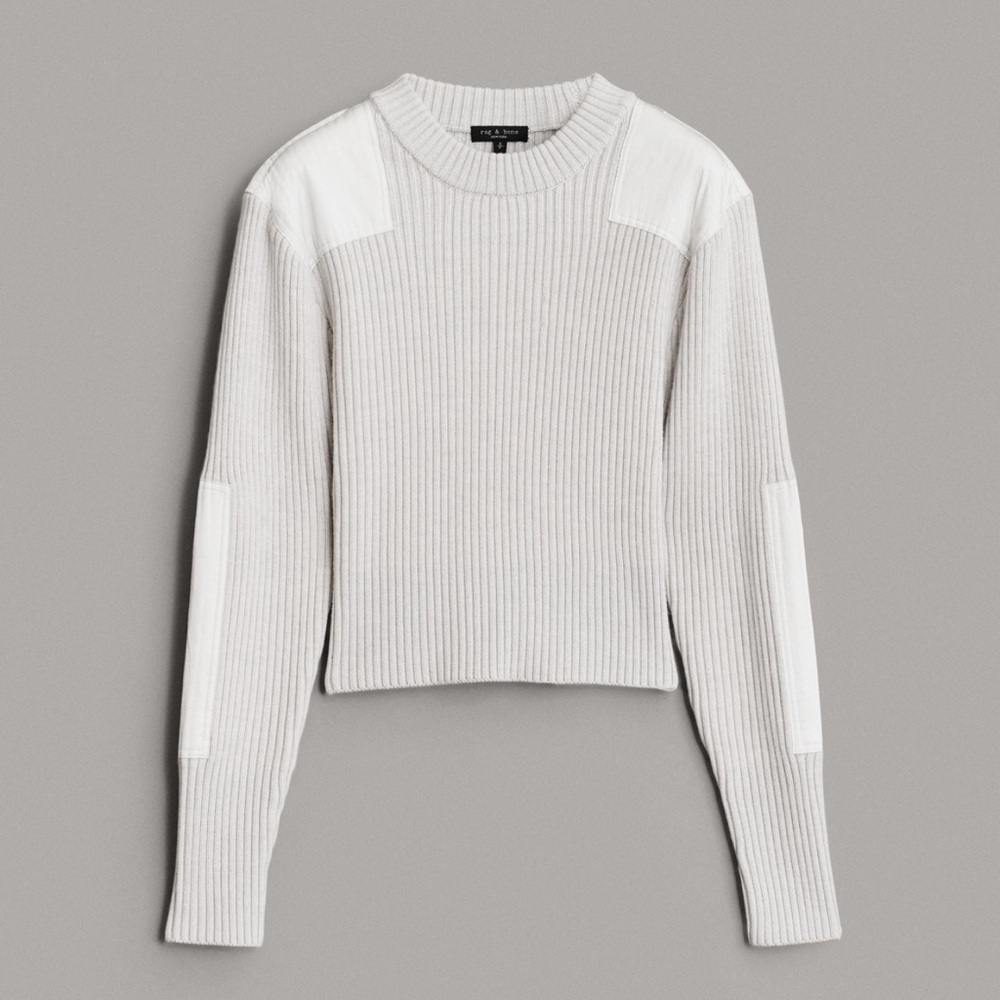 Rag & Bone Knit Sweater Satin Patch Downtown Streetwear Urban Quiet Luxury NEW